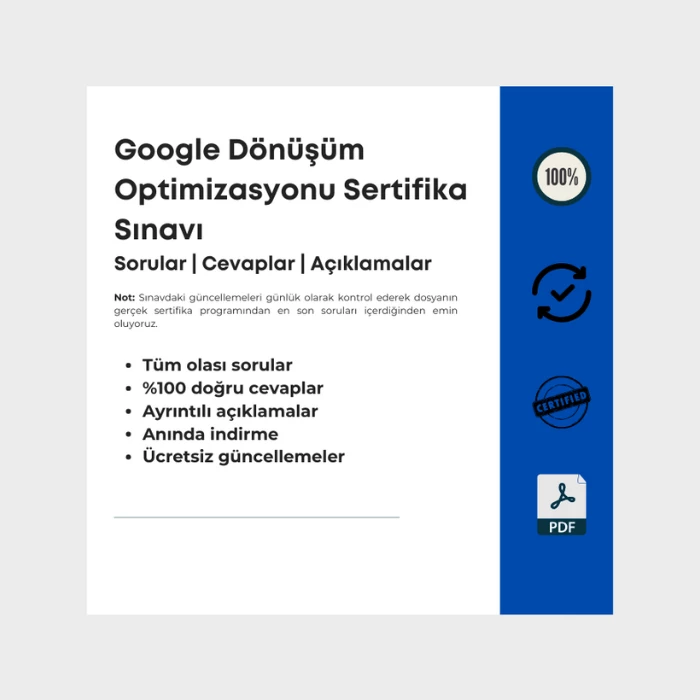 Cevapları içeren dosya Google Dönüşüm Optimizasyonu Sertifika Sınavı